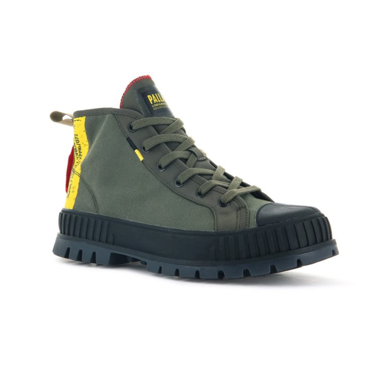 Palladium Pallashock Supply Hi Women's Boots Olive | UK N864-HJS